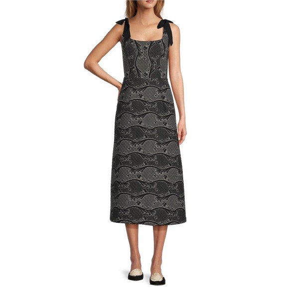 Antonio Melani x Jennifer Sumko Size‎ 4 Black Scroll Schwan Quilted Midi Dress - Picture 4 of 12
